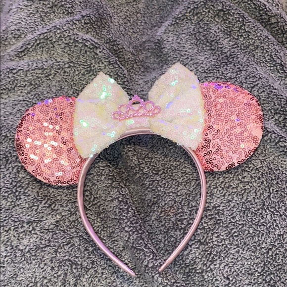 etsy Accessories - Pink and White Sequin Mouse Ears Headband